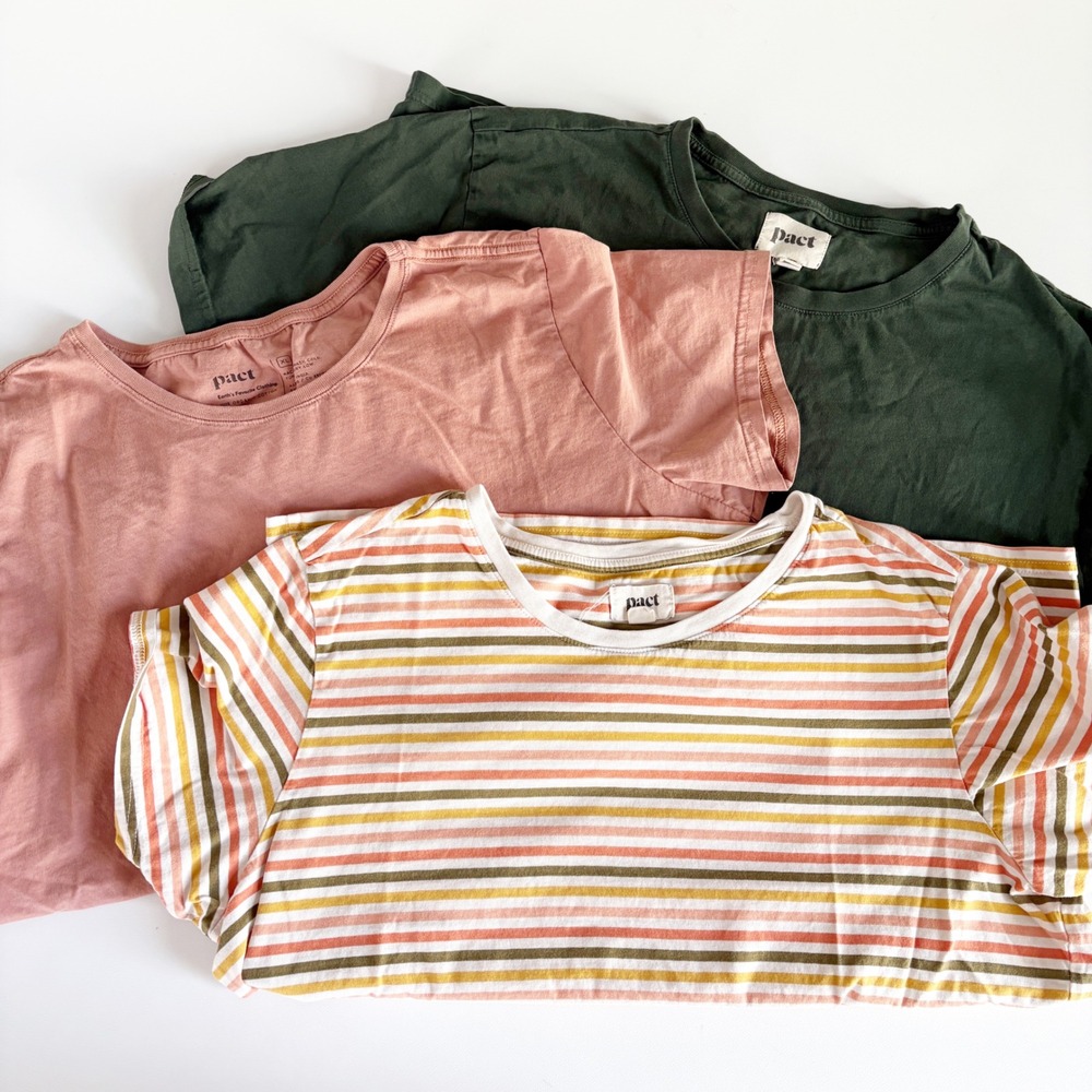 Pact Womens Bundle Lot (3) Organic Cotton Basic Sustainable Relaxed T-Shirt XL